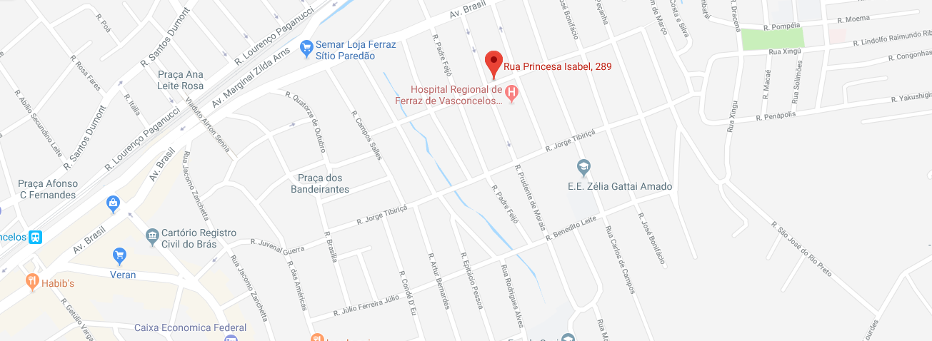 Rua Princesa Isabel, 289 - Vila Corrêa - Ferraz de Vasconcelos/SP
(Próximo ao Hospital Regional)